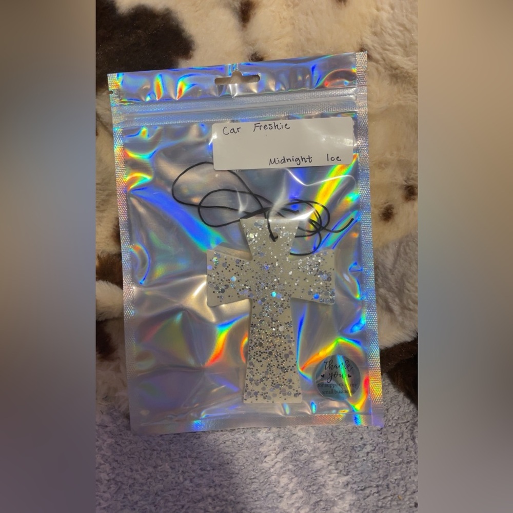 Midnight Ice Glitter Cross Car Freshie Air Freshener - Unbranded